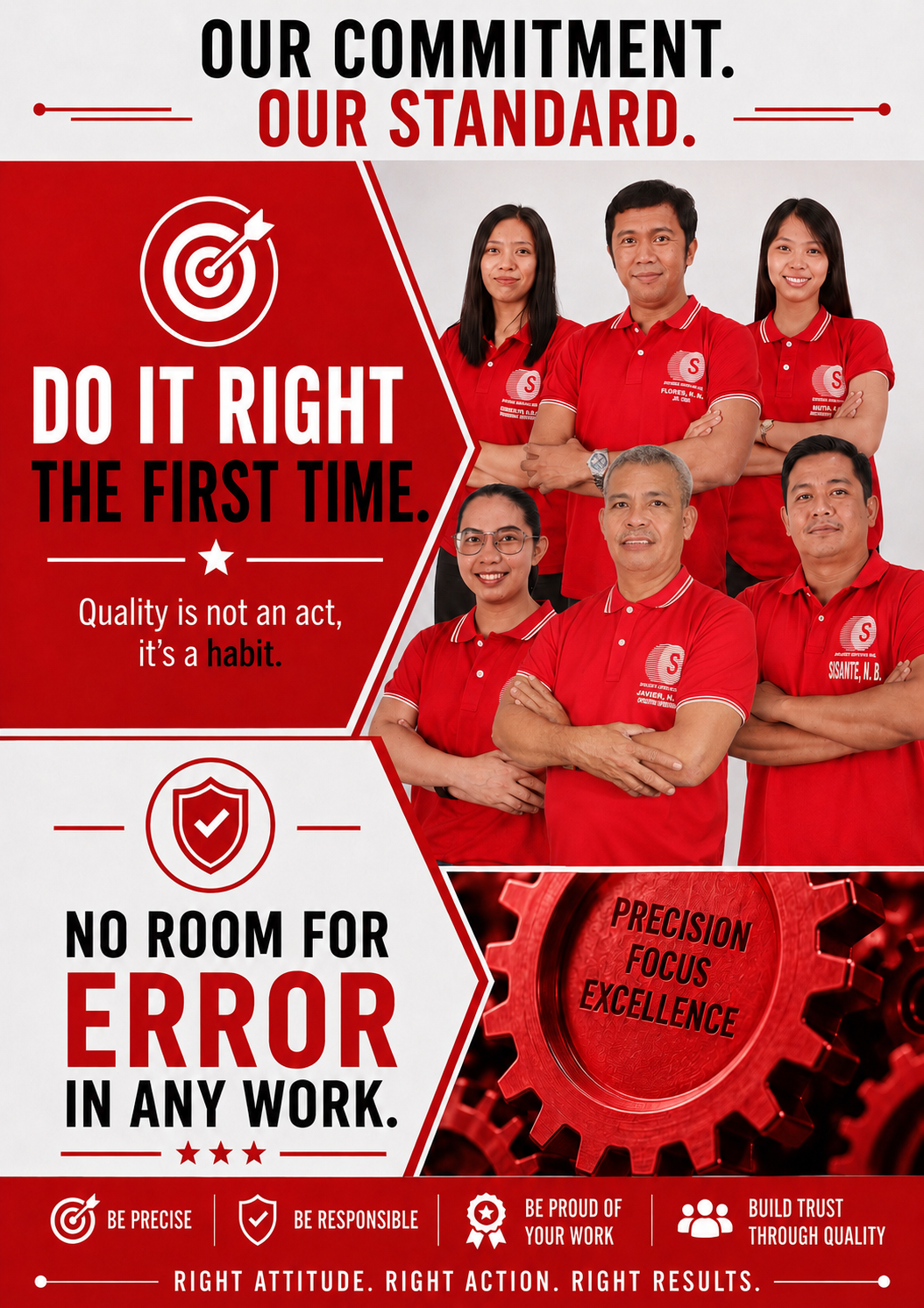 Our Commitment, Our Standard poster featuring SPEEDels employees